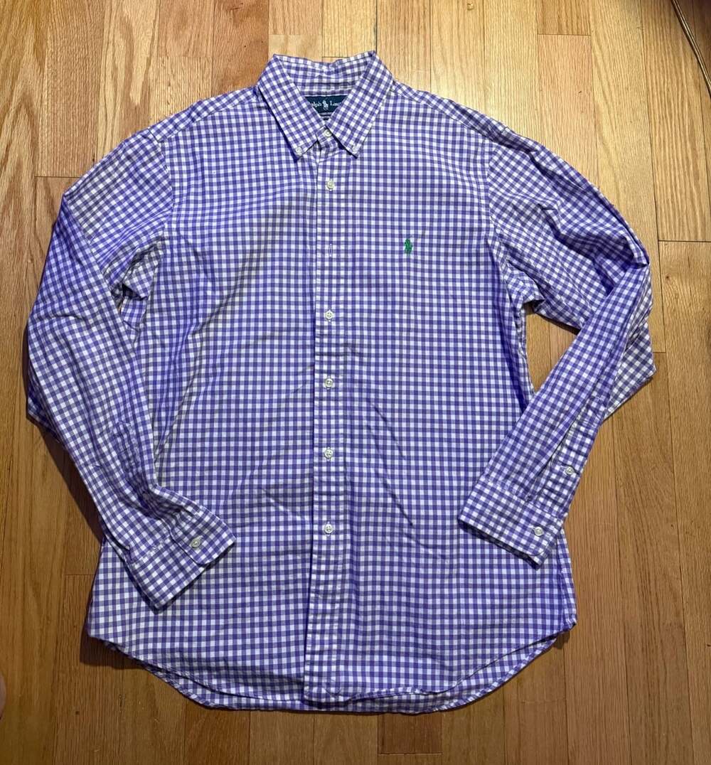 Ralph Lauren Custom Fit Purple and White Gingham Check Shirt Size L
